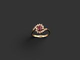 Bague ovale en rubis et diamants