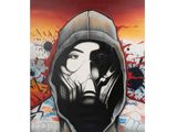 an image of a painting of a man wearing a gas mask