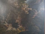 a picture of a painting of a mountain scene