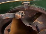 a close up of a helmet on a table