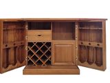 an image of a wooden wine cabinet with a wine rack
