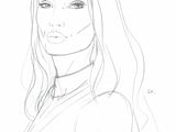 pencil sketch of a woman with long hair and a collared shirt