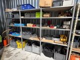 a garage with a lot of shelves and bins on it