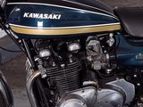 a motorcycle that is parked on the side of the street