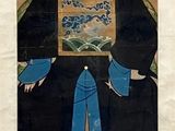 tableau représentant un homme assis sur une chaise, tenant une boîte