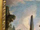 a painting of a obelisk in the middle of a park