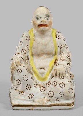 Seltene Gögginger Pagoden-Figur Fayence mit farbiger Bemalun…