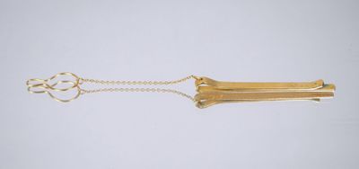 a gold plated necklace with a bar and a chain