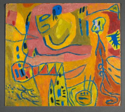 un tableau sur le mur d'une pièce avec un tableau sur le mur