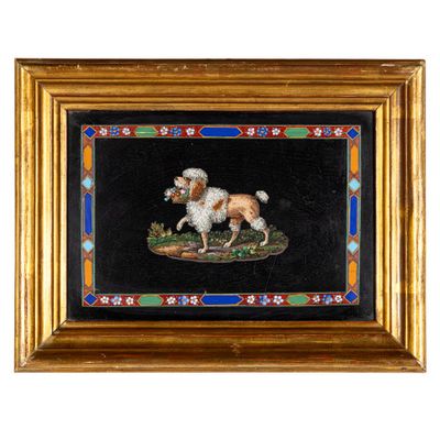 an image of a painting of a dog on a black background