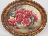 peinture représentant des roses dans un bol sur fond blanc