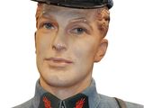 mannequin head of a man wearing a uniform and a hat