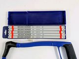 an image of a blue and black hand saw with five blades