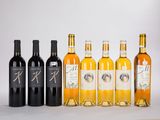 plusieurs bouteilles de vin sont alignées sur une surface blanche