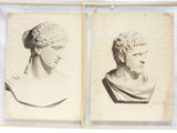 deux dessins représentant les bustes d'un homme et d'une femme, dont l'une porte un turban