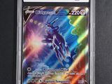 a close up of a card in a plastic case on a table