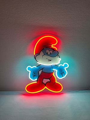 Enseigne lumineuse Schtroumpf vintage - Photo 1