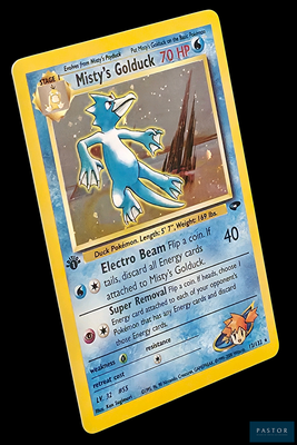 une image d'une carte Pokémon représentant un personnage Pokémon bleu et jaune