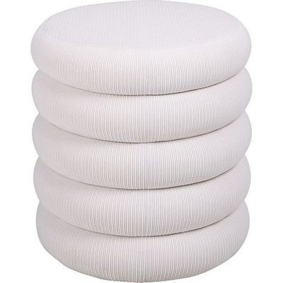 Coussins ronds à nervures blancs pour tabourets - lot de 4