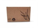 a cardboard box with a drawing of a plant on it