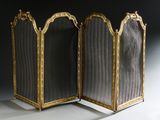 paire de paravents français anciens en fer forgé, décorés à la feuille d'or
