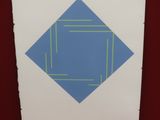 painting of a blue and green diamond on a white background