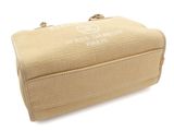 beige leather case with a logo on the front of it