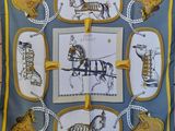 a picture of a square scarf with a horse and carriage design