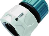 un raccord de tuyau blanc et bleu avec un embout vert