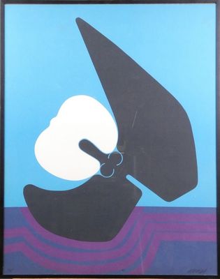 Estampe: Sérigraphie couleur sur panneau (pt taches) -Sans t…