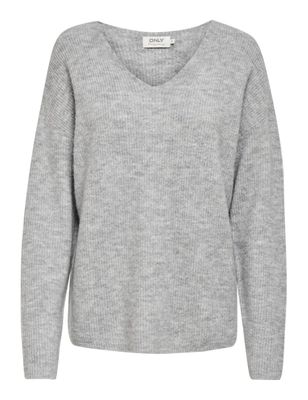 ONLY - Pull-over ONLCAMILLA - Col en V - Maille côtelée - Gr…