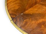 an image of a wooden table with a metal base