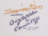 an image of a close up of a plate with writing on it
