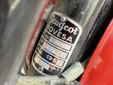 a close up of a motorcycle with a sticker on it