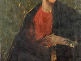 an image of a painting of a woman sitting on a chair