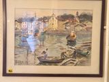 a picture of a painting of a man and a woman in a boat