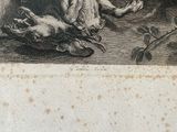 a drawing of a man sitting on a bench with a dog