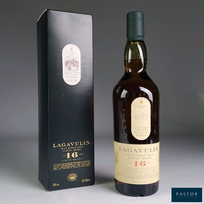 a bottle of lagavulin 16 years old with box