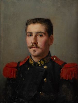 portrait d'un homme en uniforme militaire, portant une moustache