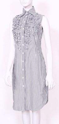 PAUL SMITH. Robe d'été sans manches en coton à rayures blanc…