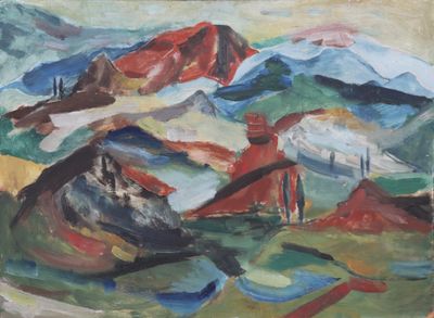 an image of a painting of a person standing in a field