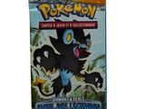 a close up of a box of pokemon cards on a white surface