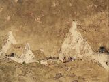an image of a painting of a group of people sitting on a hill