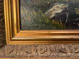 une image représentant une peinture d'une vache dans un champ d'herbe