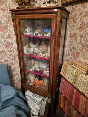 une vitrine contenant de nombreux objets