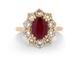 Bague ovale en rubis et diamants