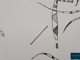 drawing of a man in a boat on the water with a long tail