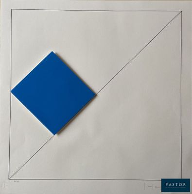 une image représentant un carré bleu sur un carré blanc, avec un rectangle bleu au milieu