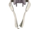 the back of a gray and white neck brace with a gray elephant on it