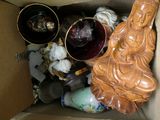a box with a statue of a buddha inside of it